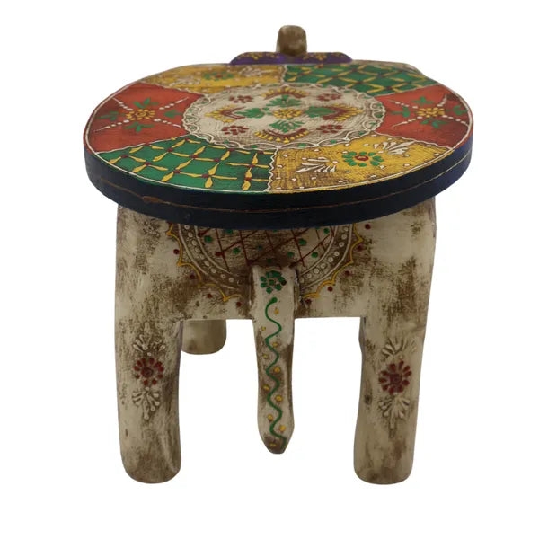 Wooden Elephant Stool With Natural Color