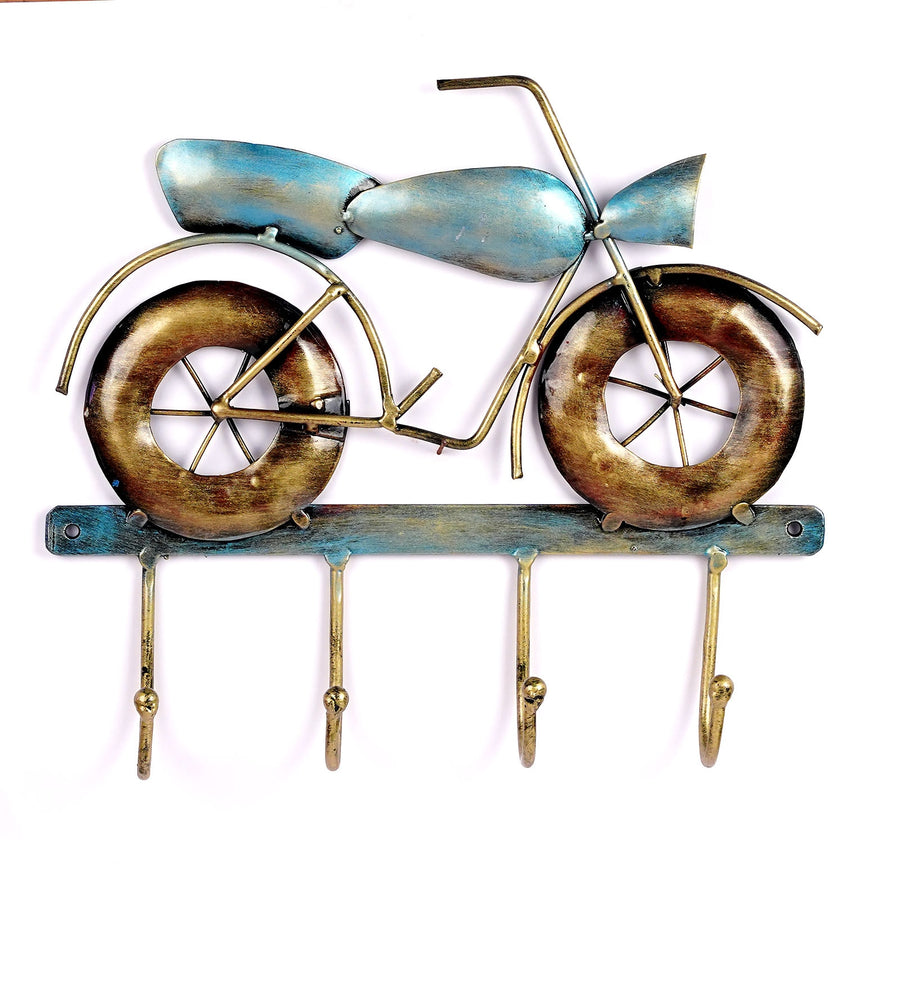 Bike Blue & Gold Iron Key Holder