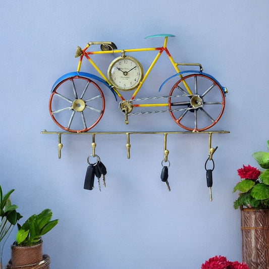 Yellow Iron Cycle With Clock Key Holder