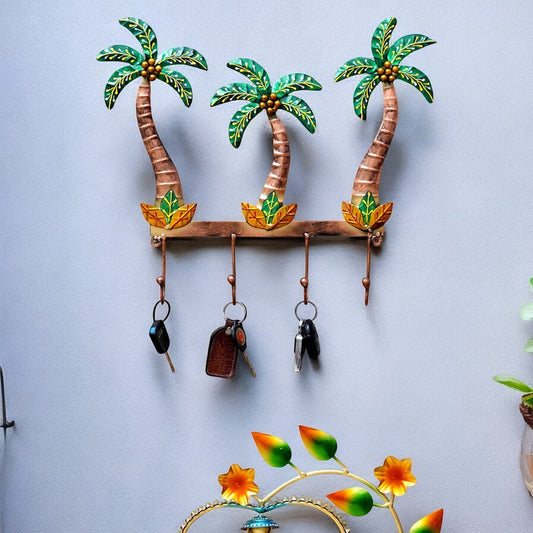 Green Metal Palm Tree Key Holder