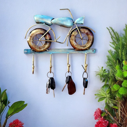 Bike Blue & Gold Iron Key Holder