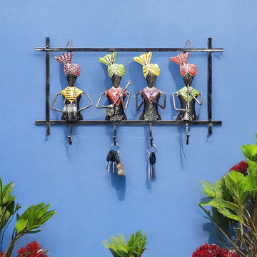Purple Musician Handpainted Hanger Set Of 4 Key Holder