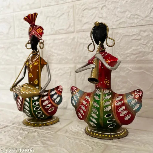 Iron Multicolour Musician Table Décor Showpiece/TeaLight