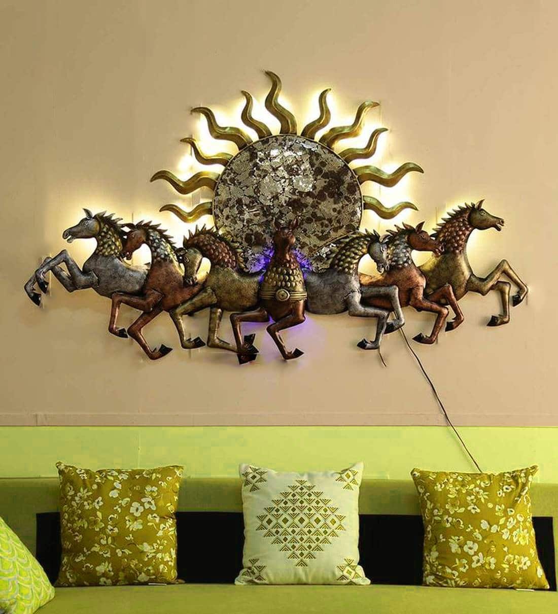 Stamped Metal Running Horses 3D Metal Running Horse LED Wall Art | Kraphy – KRAPHY