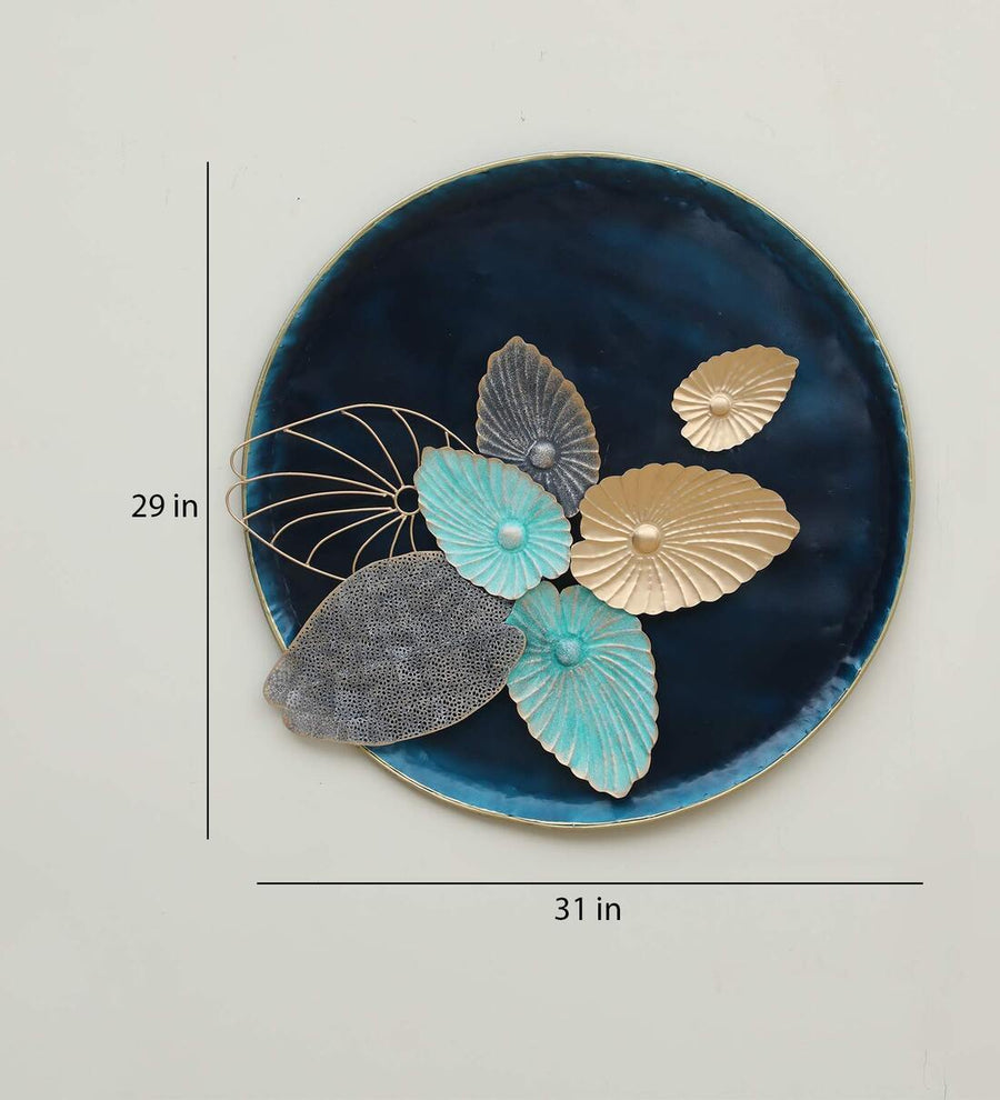 Multicolour Leaf Circle Wall Panel Metal Wall Art
