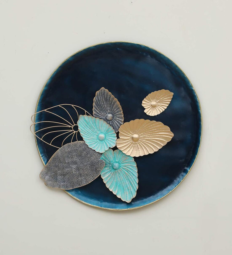 Multicolour Leaf Circle Wall Panel Metal Wall Art