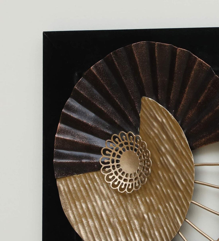 Iron and MDF Wood Framed Leaf Wall Art In Gold & Black