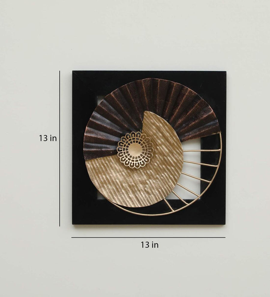 Iron and MDF Wood Framed Leaf Wall Art In Gold & Black