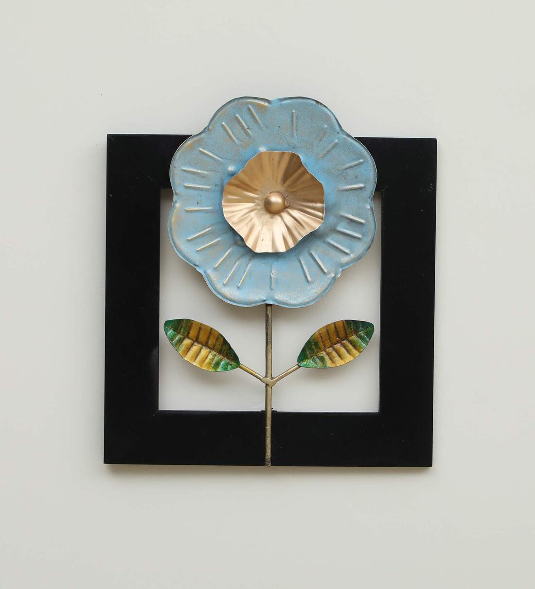 Iron And Mdf Wood Framed Leaf Wall Art In Multicolour image