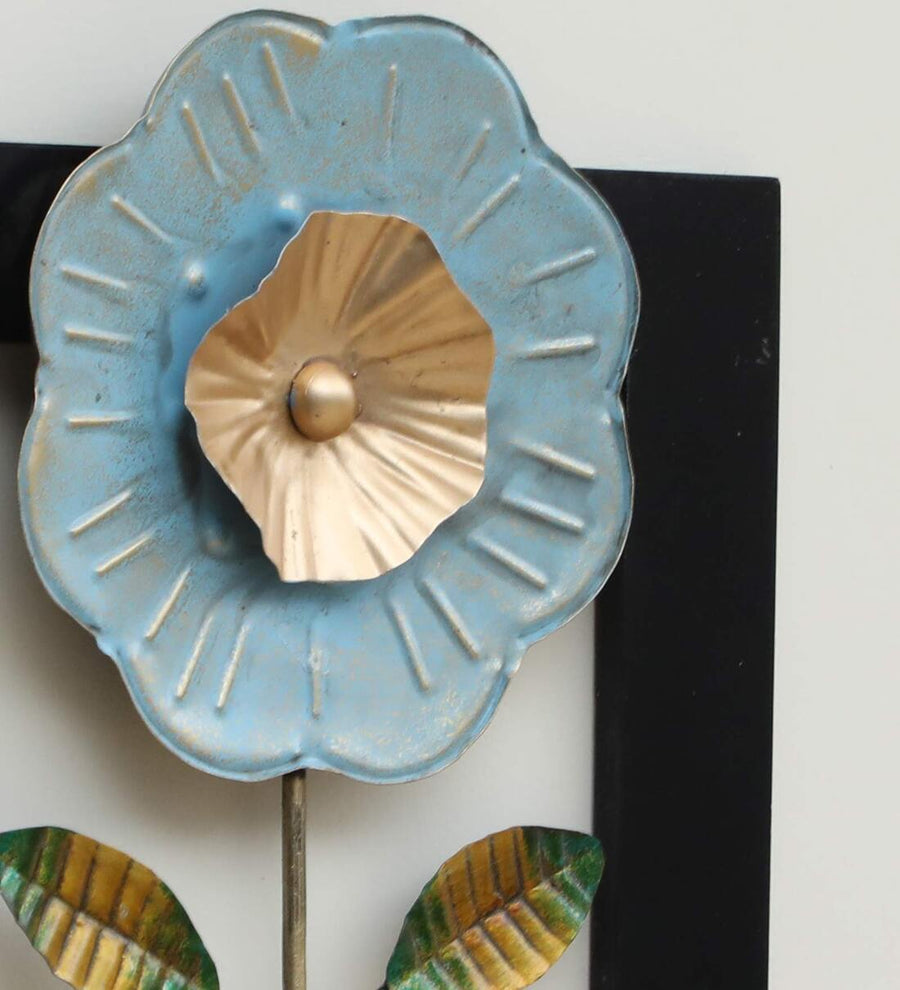 Iron And Mdf Wood Framed Leaf Wall Art In Multicolour