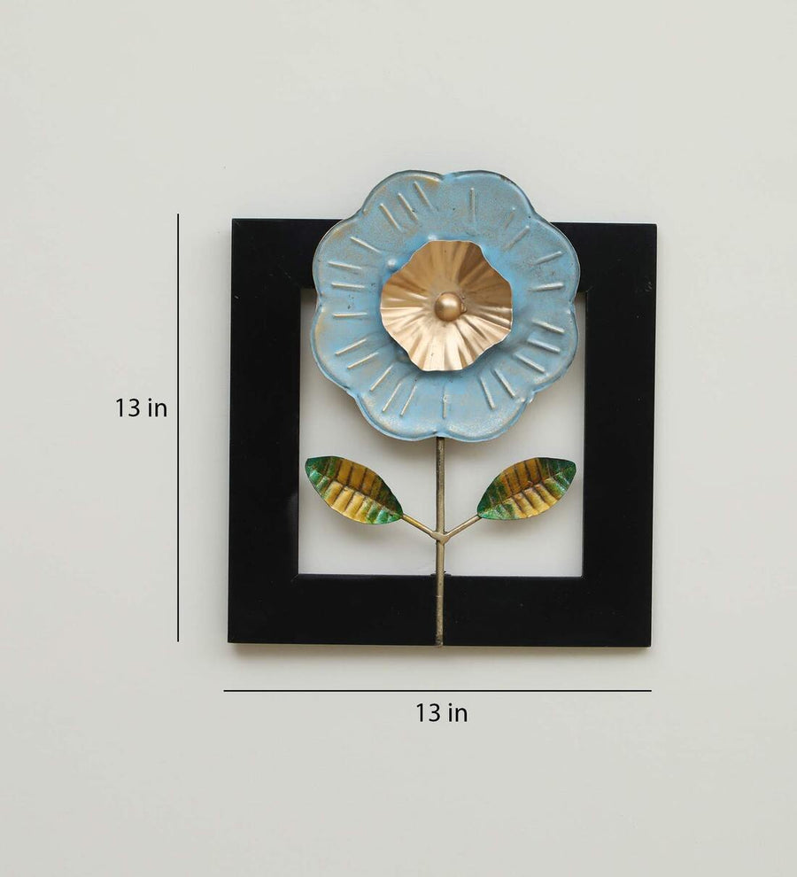 Iron And Mdf Wood Framed Leaf Wall Art In Multicolour