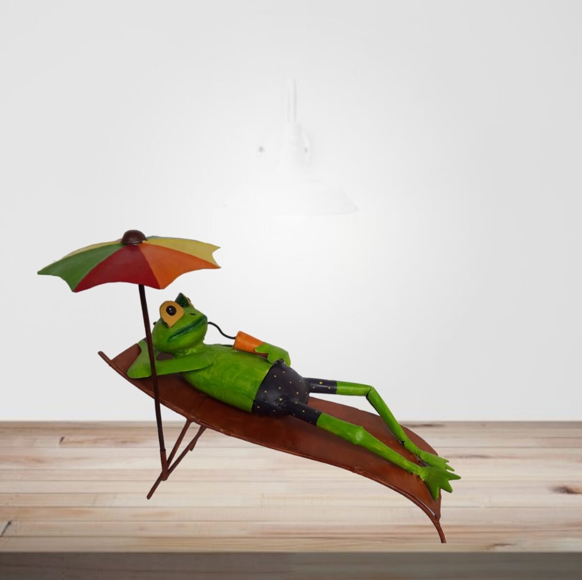 HandMade Painted Sleeping frog with Umbrella