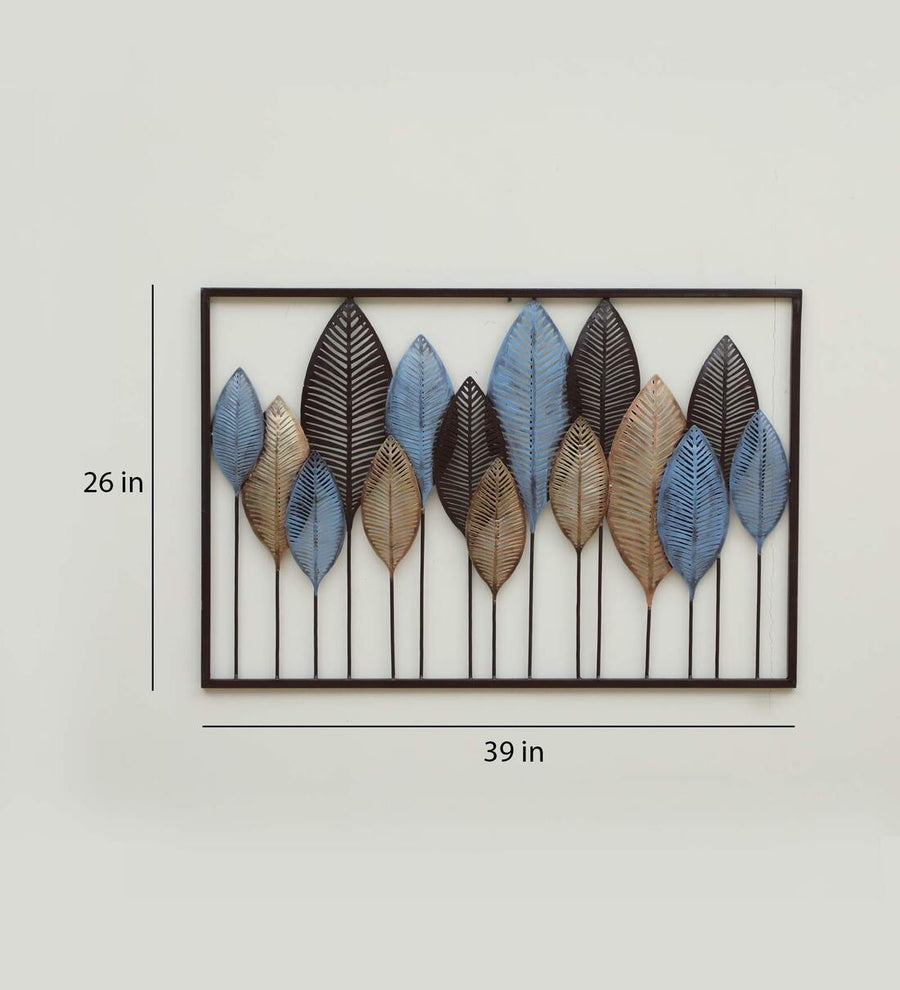 Metal Leaf Multicolour Wall Frame Metal Wall Art