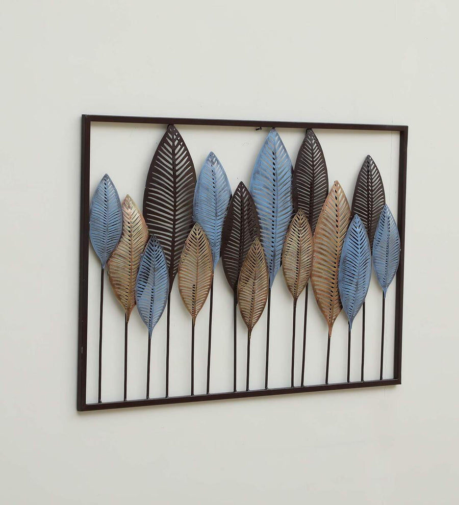 Metal Leaf Multicolour Wall Frame Metal Wall Art