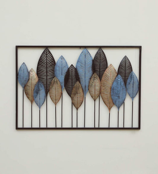 Metal Leaf Multicolour Wall Frame Metal Wall Art