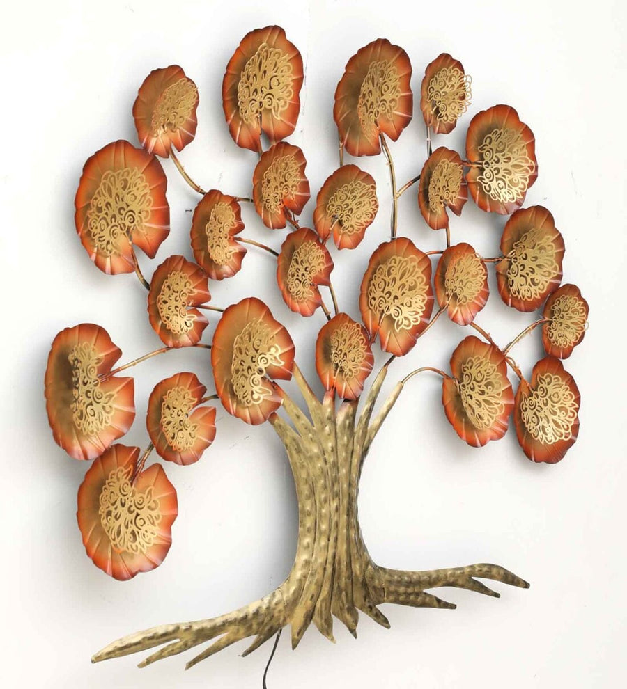 Kaira Leaf Multicolor Metal Led Wall Art