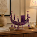 Rajasthani Gondola Pen Holder Metal Showpiece | Hand-Painted Purple Tribal Desk Decor | 9.4 Inch