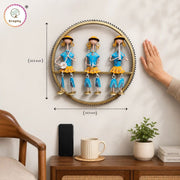 Kraphy Handmade Metal Musical Trio Wall Art | Round Iron Wall Hanging Decor | Ethnic Musician Wall Sculpture for Living Room