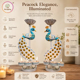 Peacock Metal Tealight Candle Holder | Hand-Painted Decorative Stand | 12 Inch – Kraphy thumbnail