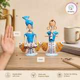 Rajasthani Musician Couple Metal Showpiece | Sitting Folk Art | 9 Inch – Kraphy thumbnail