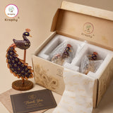 Royal Peacock Metal Showpiece Set | Hand-Painted Decorative Figurines | Set of 2 | 10 Inch thumbnail