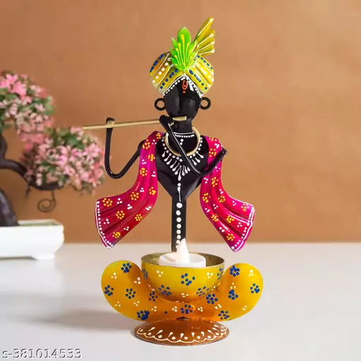 Handcrafted Krishna Idol- Red & Yellow