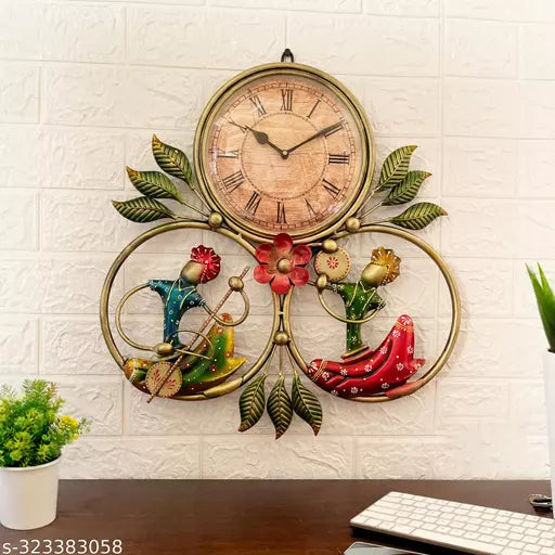 Kraphy Metal Wrought Iron Musician Wall Hanging With Clock