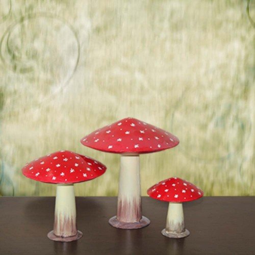 Iron Painted Mashroom for Home & Garden Decor Set Of 3