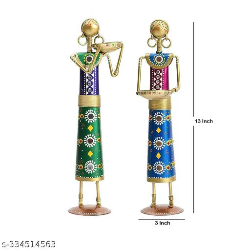 (Pack of 2) Metal Wrought Iron Tribal Lady showpieces Items