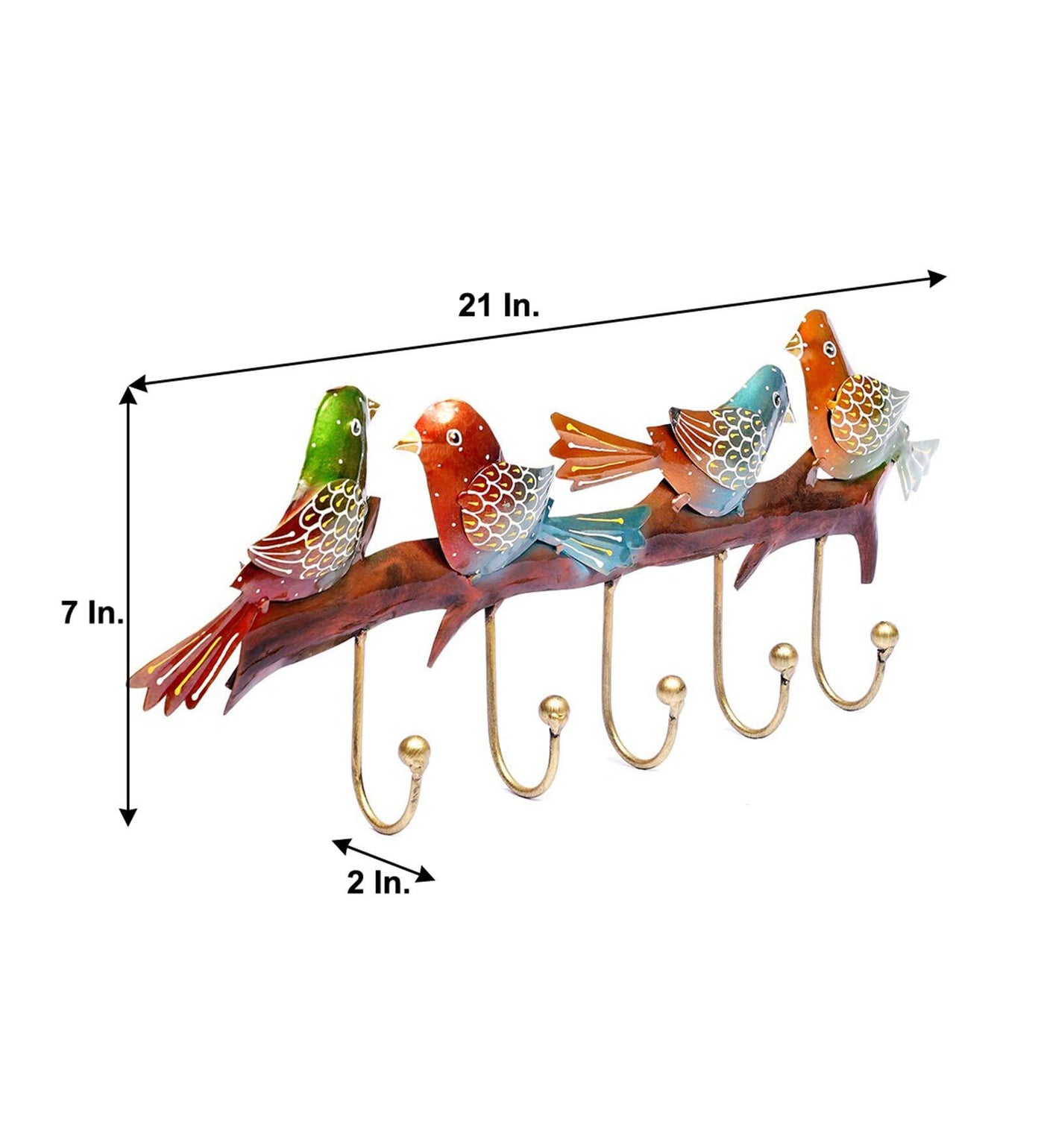 Multicolour Metal Handpainted Bird Key Holder