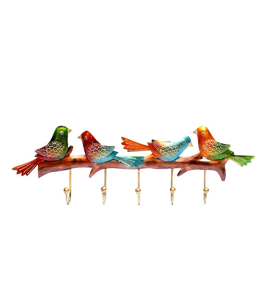 Multicolour Metal Handpainted Bird Key Holder