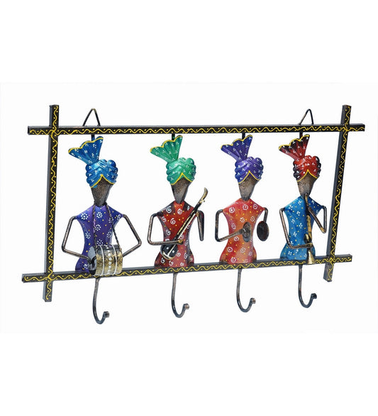 Yellow musician Handpainted Hanger Set Of 4 Key Holder