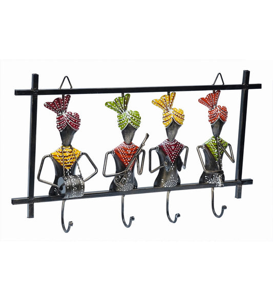 Purple Musician Handpainted Hanger Set Of 4 Key Holder