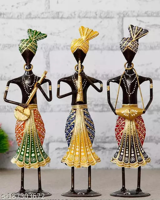 Metal Decorative Musician Showpiece Set Of 3