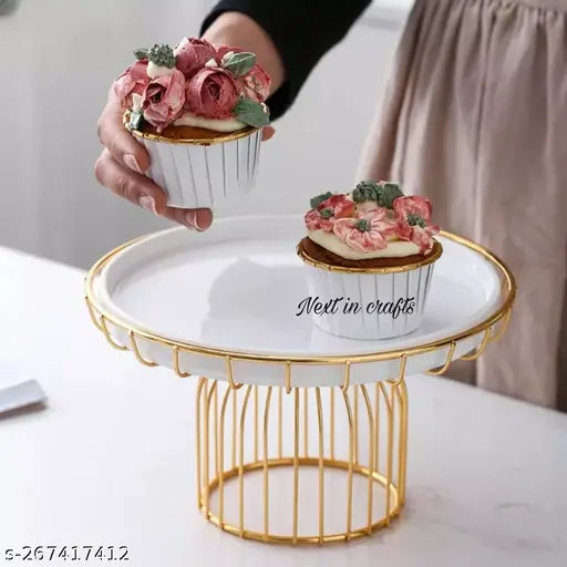 Kraphy Metal Cupcake Stand White And Gold Multipurpose Serving Stand Perfect For Weeding, Parties And Special Occasion