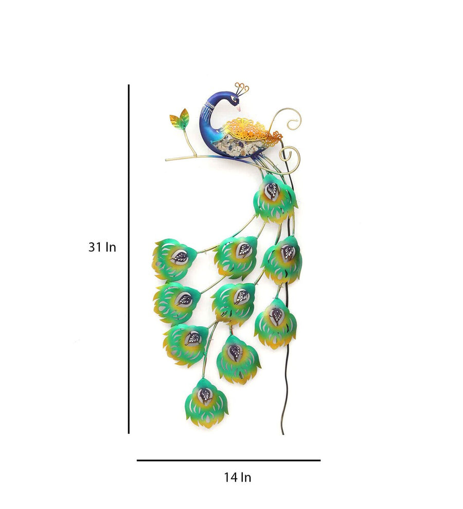 Asthetic Peacock Multicolor Metal LED Wall Art