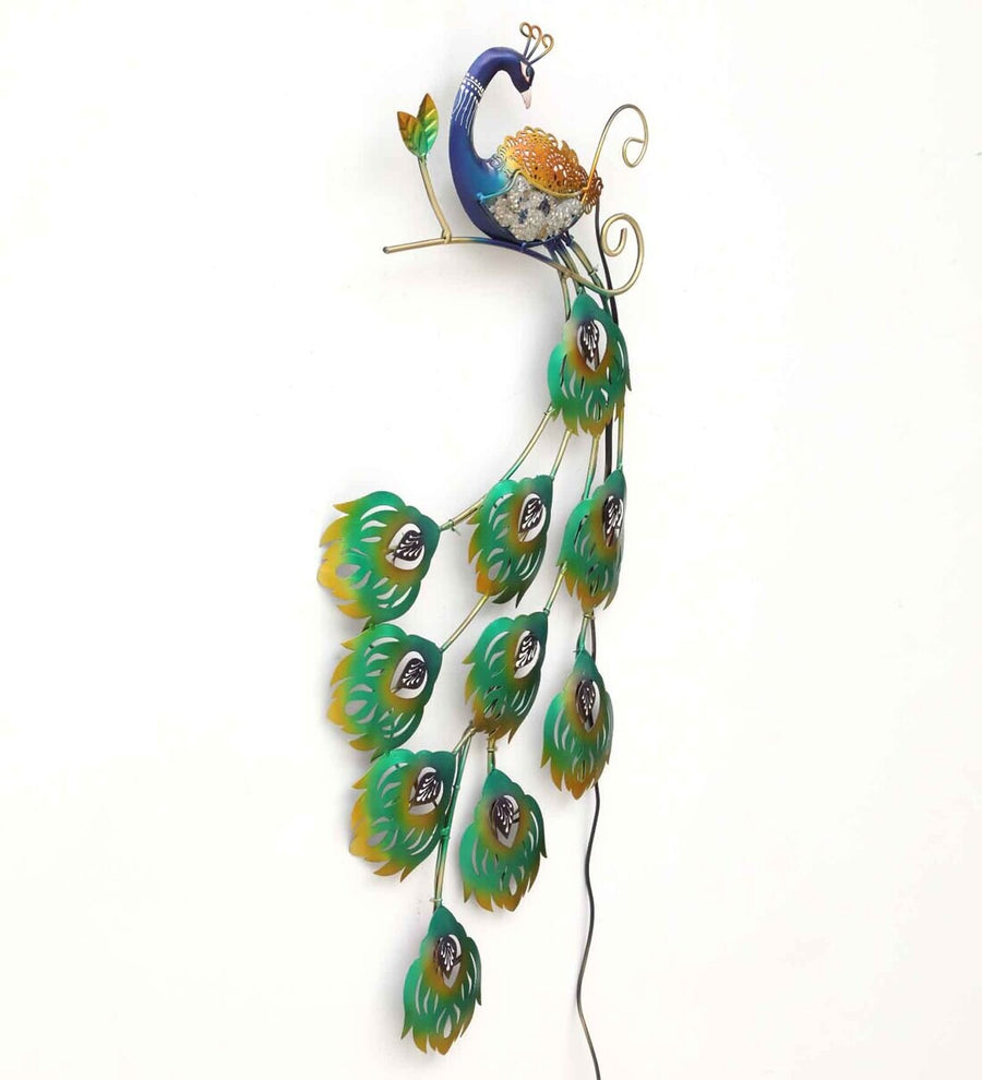 Asthetic Peacock Multicolor Metal LED Wall Art