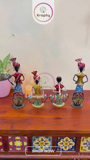 (Combo) Metal Standing musician set of two Tea Light Musician Showpieces