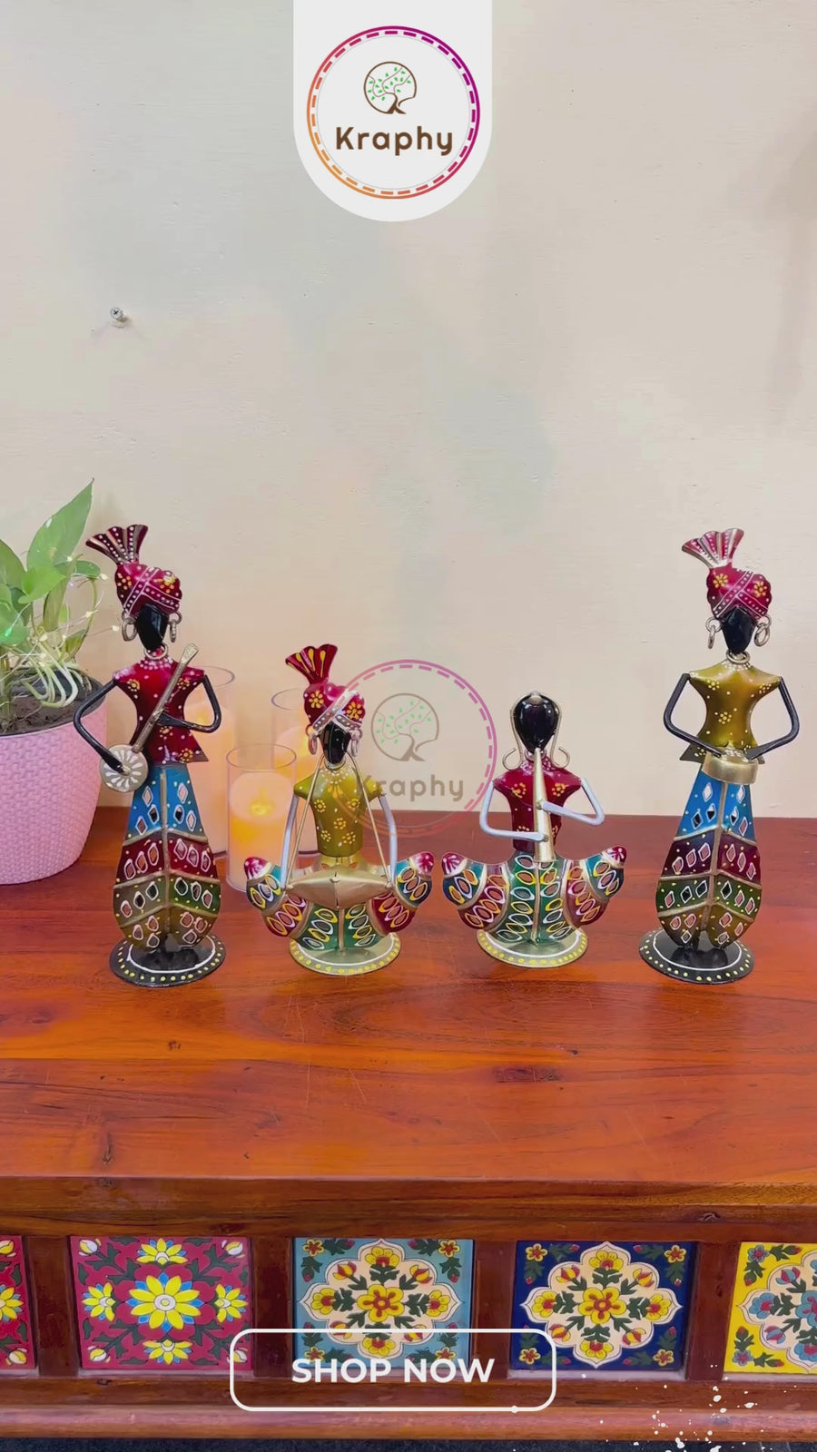 (Combo) Metal Standing musician set of two Tea Light Musician Showpieces