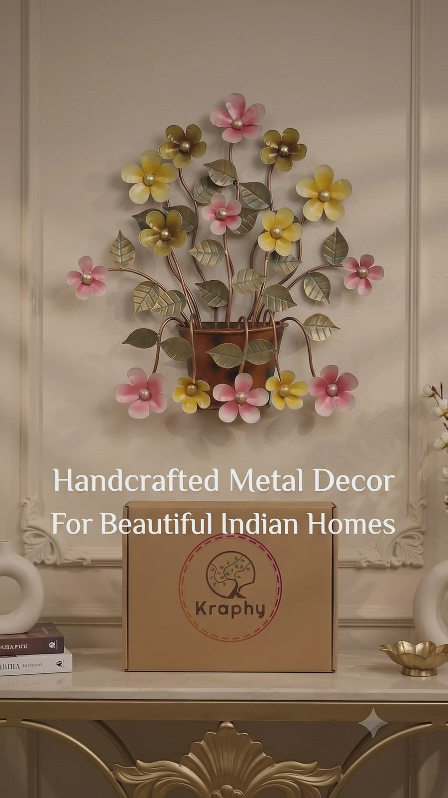 White Iron Buck Flower Wall Art