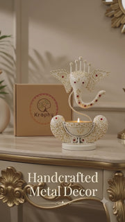 White Ganesh Ji Iron Tealight Candle Holder