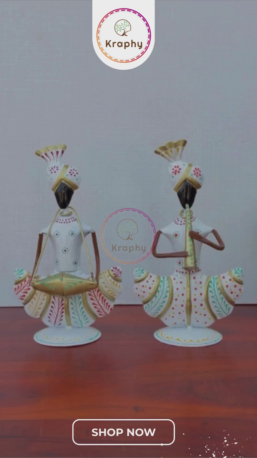 Metal Musician Showpiece Set of Two White Finish