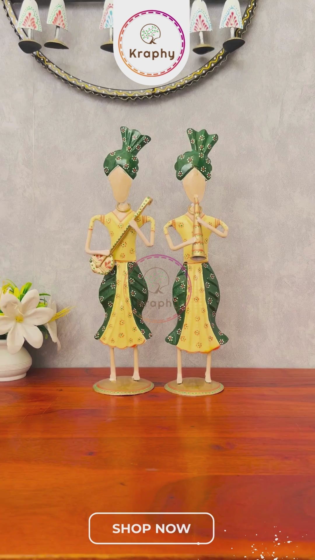 Metal Tribal Musician Couple Showpiece for Home Decor (Pack of 3)