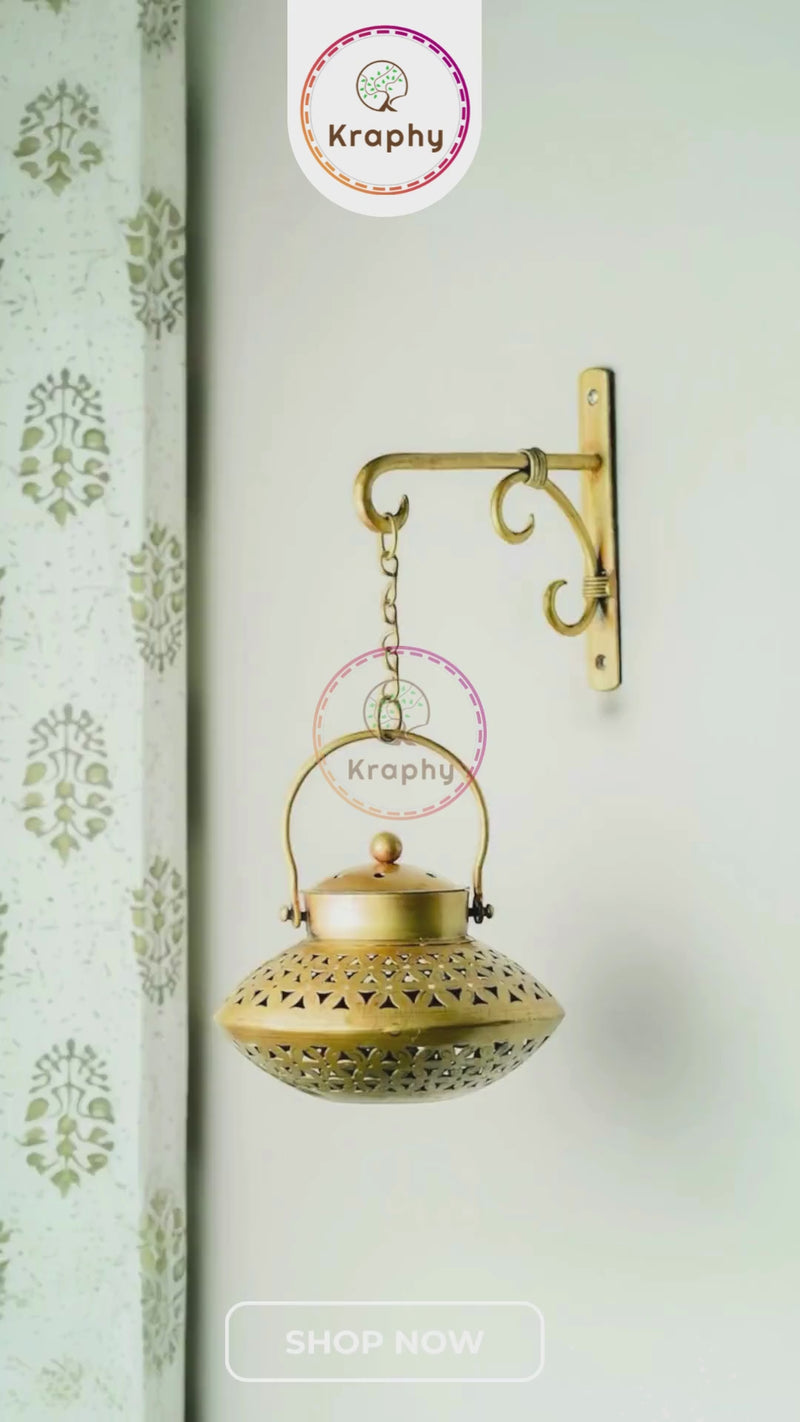 Kraphy Iron Handi Degchi Style And T-light Dhoop Holder With Bracket detail 3
