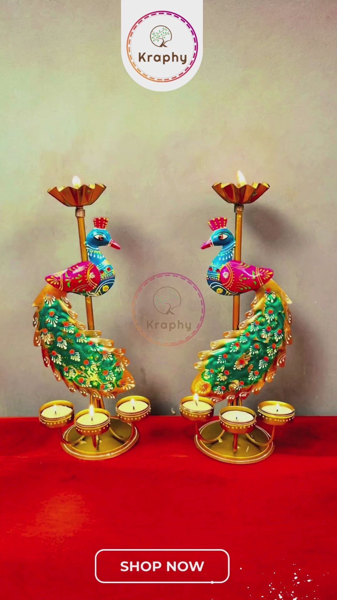 Kraphy_Metal_peacock_Candle_holder_showpiece
