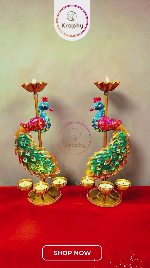 Kraphy_Metal_peacock_Candle_holder_showpiece