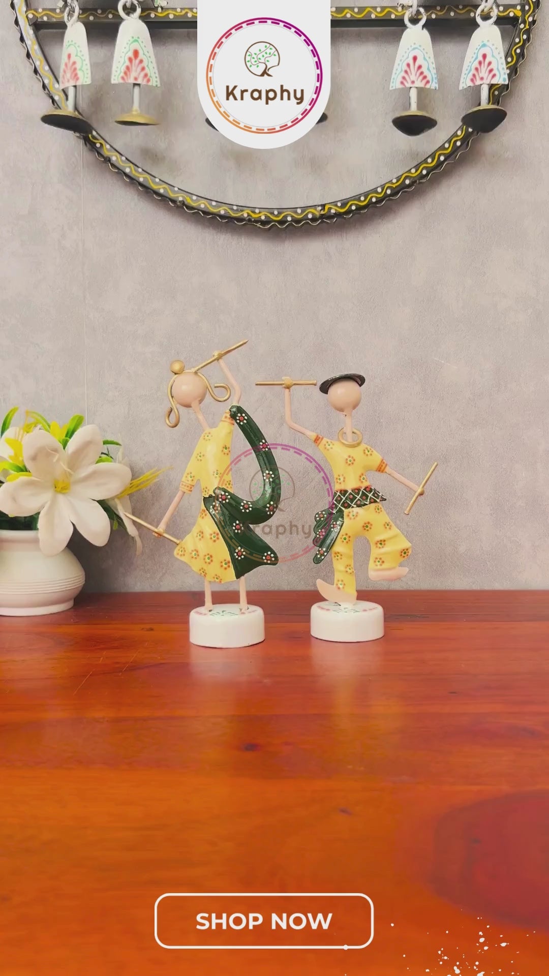 Metal Dandiya Dancing Couple Showpiece Set Of 2 6 Inch