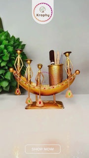Kraphy Metal Home Decor Long Kerala Water Boat Showpiece