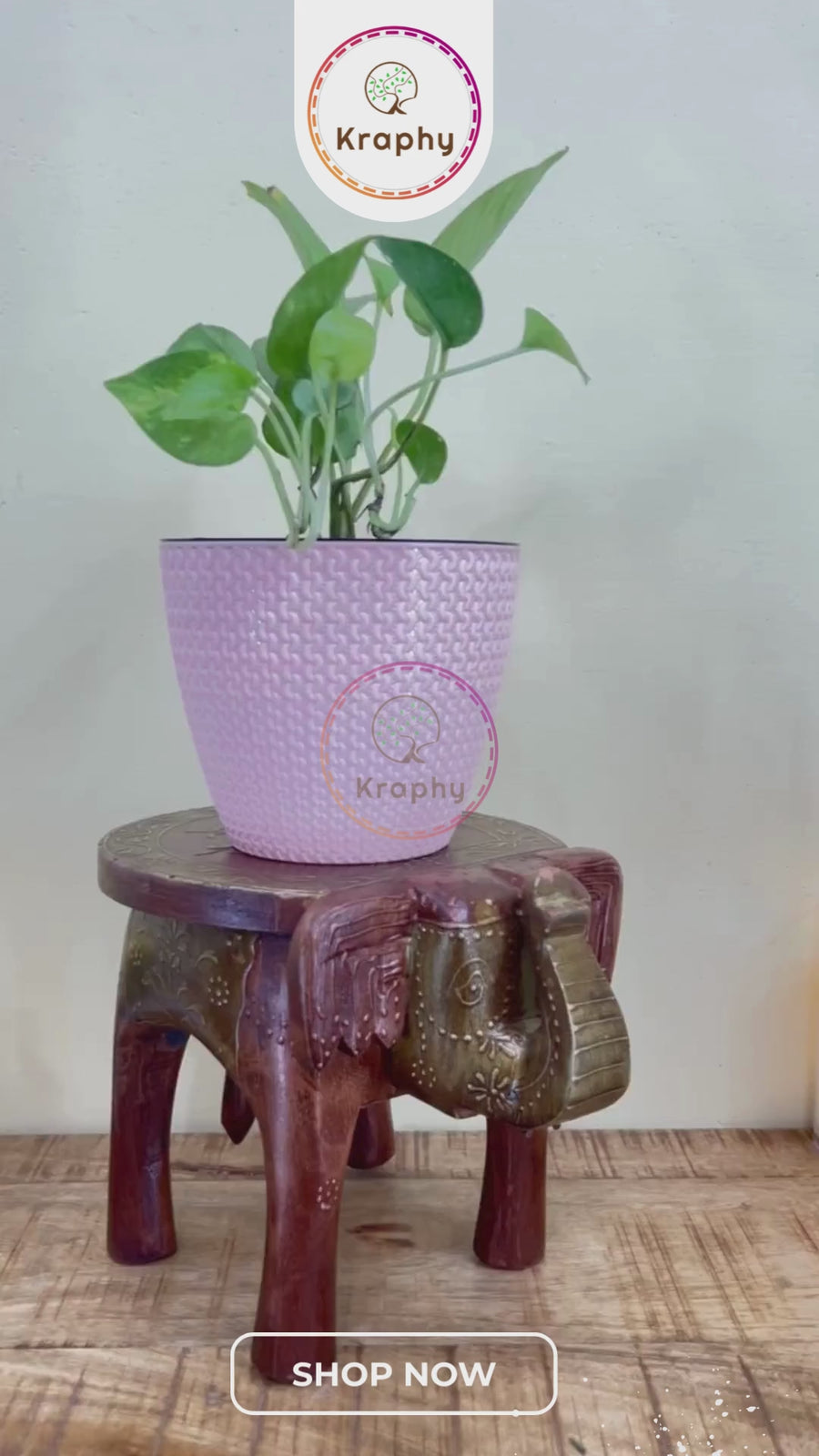 Wooden Elephant Stool With Brown Color