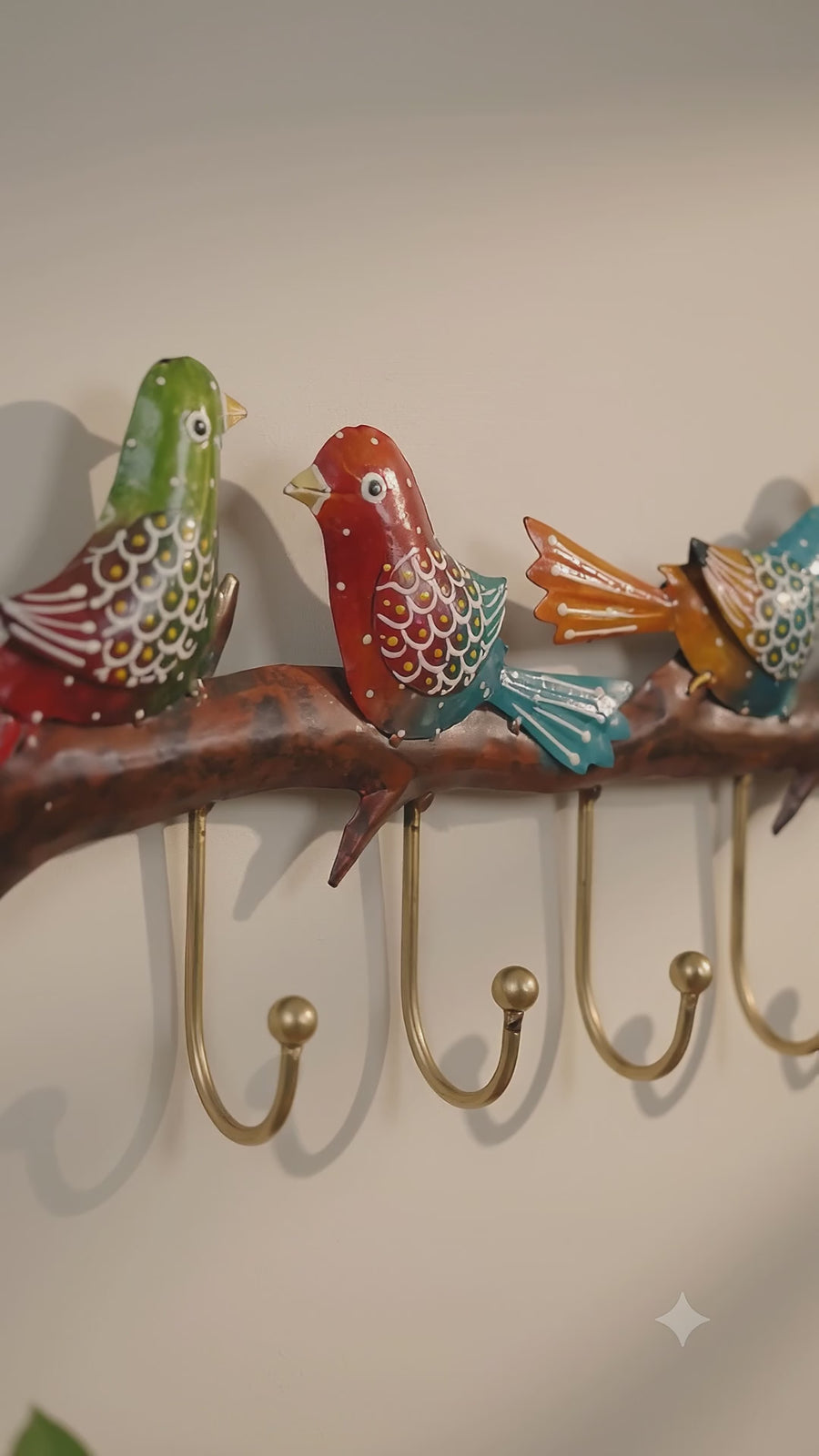 Multicolour Metal Handpainted Bird Key Holder